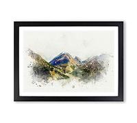 Path Through The Mountains in Abstract Framed Print | A2 Black Framed Wall Art | Ready to Hang | Abstract Landscape Picture | Living Room Bedroom Lounge Office