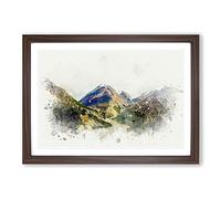 Path Through The Mountains in Abstract Framed Print | A2 Walnut Framed Wall Art | Ready to Hang | Abstract Landscape Picture | Living Room Bedroom Lounge Office