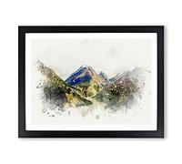 Path Through The Mountains In Abstract Modern Art Framed Print | A2 Black Framed Wall Art | Ready to Hang | Abstract Landscape Picture | Living Room Bedroom Lounge Office