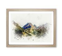 Path Through The Mountains In Abstract Modern Art Framed Print | A3 Oak Framed Wall Art | Ready to Hang | Abstract Landscape Picture | Living Room Bedroom Lounge Office