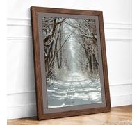 Path Through Winter Trees Scandinavian Framed Wall Art Print A1 (84.1×59.4cm) Walnut, Wall Decor for Living Room, Bedroom, Office & Home, Ready to Hang, Art Gift