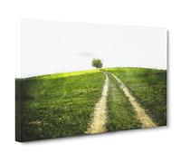 Path To A Lone Tree Canvas Print | Gallery Wrapped 30mm Frame Wall Art | 30x20 inches | Ready to Hang | Abstract Landscape Picture | Living Room Bedroom Lounge Office