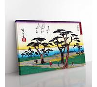 Path To The Ocean By Utagawa Hiroshige Asian Japanese Canvas Wall Art Print Ready to Hang, Framed Picture for Living Room Bedroom Home Office Décor, 76x50 cm (30x20 Inch)