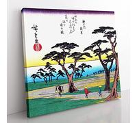 Path to the Ocean by Utagawa Hiroshige Asian Japanese Canvas Wall Art Print Ready to Hang, Framed Picture for Living Room Bedroom Home Office Décor, 50x50 cm (20x20 Inch)