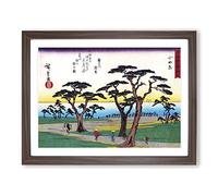 Path To The Ocean By Utagawa Hiroshige Asian Japanese Framed Wall Art Print, Ready to Hang Picture for Living Room Bedroom Home Office Décor, Walnut A3 (46 x 34 cm)