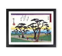 Path To The Ocean By Utagawa Hiroshige Asian Japanese Framed Wall Art Print, Ready to Hang Picture for Living Room Bedroom Home Office Décor, Black A3 (46 x 34 cm)