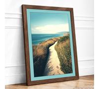 Path to the Sea Coastal Framed Wall Art Print A4 Walnut