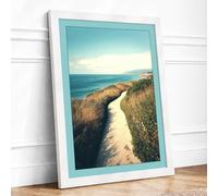 Path to the Sea Coastal Framed Wall Art Print A4 White
