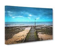 Path To The Sea In Llandudno Wales Canvas Print | Gallery Wrapped 30mm Frame Wall Art | 30x20 inches | Ready to Hang | Coastal Seascape Picture | Living Room Bedroom Lounge Office