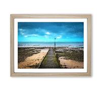 Path To The Sea In Llandudno Wales Modern Art Framed Print | A2 Oak Framed Wall Art | Ready to Hang | Modern Nautical Picture | Living Room Bedroom Lounge Office