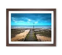 Path To The Sea In Llandudno Wales Modern Art Framed Print Walnut A3