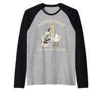 Pathology Goose Scientist Detective Looking Into Microscope Raglan Baseball Tee