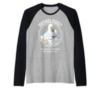 Pathology Goose Scientist Detective Looking Into Microscope Raglan Baseball Tee