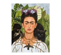 Pathos Studio Frida Kahlo - Self-Portrait with Thorn Necklace & Hummingbird (Giclée Art Print) 16.5" x 23.4" [A2]