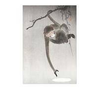 Pathos Studio Ohara KOSON - Monkey and Reflection of The Moon (Gi Art Print) 8.3" x 11.7" [A4]