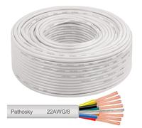 Pathosky 22/8 Shielded Wire - 200FT 22 AWG 8 Conductor Alarm Control Cable | 100% Copper Stranded,Low Voltage Up to 300V,UV Resistant RoHS&CL3P Low Smoke Plenum Jacket for Security/Alarm/Sound