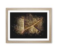 Paths Of The Leaf Paint Splash Modern Art Framed Wall Art Print, Ready to Hang Picture for Living Room Bedroom Home Office Décor, Oak A4 (34 x 25 cm)