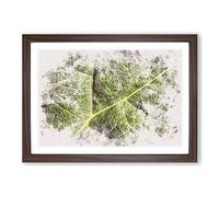 Paths of The Leaf Watercolour Framed Print | A2 Walnut Framed Wall Art | Ready to Hang | Modern Floral Picture | Living Room Bedroom Lounge Office