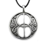Paths of the Spirit Chalice Well Cover Amulet, Pewter Celtic Glastonbury Avalon Pendant with Cord, Silver