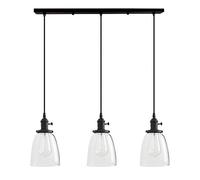 PathsOn Industrial Modern Vintage Loft Bar Kitchen 3 Lights Pendant Light Fittings Cluster Chandelier Glass Lampshade Hanging Ceiling Lamp Light Fixture for Living Room Dining Room Bedroom (Black)