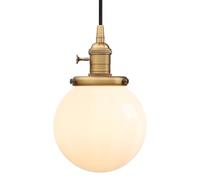 PathsOn Industrial Pendant Light,Vintage Ceiling Lighting Milk White Glass Globe Shade, Adjustable Hanging Light Fixture for Kitchen Living Room (Antique)