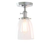 PathsOn Industrial Vintage Edison Pendant Light Clear Glass Shade Flush Mount Hanging Ceiling Lamp Lighting Fixture Chandelier for Loft Bar/Kitchen/Island/Living Room/Dining Room/Bedroom (Chrome)