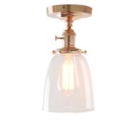 PathsOn Industrial Vintage Edison Pendant Light Clear Glass Shade Flush Mount Hanging Ceiling Lamp Lighting Fixture Chandelier for Loft Bar/Kitchen/Island/Living Room/Dining Room/Bedroom (Copper)