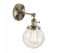 PathsOn Industrial Vintage Loft Bar Kitchen Switch Wall Lights Fittings Corridor Sconce Light Lamp Fixture with 15cm Globe Clear Glass Lampshade (Bronze)