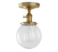 PathsOn Industrial Vintage Modern Flush Mount Ceiling Lamp Switch Loft Bar Kitchen Edison Pendant Light Chandelier with Clear Globe Glass Light Shade (Antique)