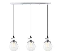 PathsOn Industrial Vintage Modern Loft Bar Pendant Light Fittings Cluster Chandelier Edison Hanging Ceiling Lamp Light Fixture 3 Lights with Globe Glass Light Shade E27 (Chrome)