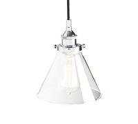 PathsOn Industrial Vintage Modern Victoria Hanging Ceiling Pendant Light Fixture Loft Bar Kitchen Island Chandelier with Cone Clear Glass Shade (Chrome)