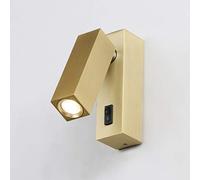 PathsOn Modern Bedside Wall Light, Bedroom Wall Lamp Adjustable Arm LED Reading Light with Switch (Brass)