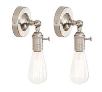 PathsOn Set of 2 Industrial Vintage Loft Coffee Bar Kitchen Metal Wall Sconce Light Edison Lamp Fixture Corridor Wall Lights (Brushed)
