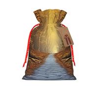 Pathway Burlap Drawstring Gift Bag With Tag, Reusable Linen Pouch For Christmas, Birthday, Party, Small Gift Packaging M