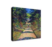 Pathway In Monet's Garden At Giverny by Claude Monet - Wrapped Framed Canvas Wall Art (18 x 18 inch / 46cm x 46 cm)