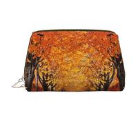 Pathway in The Woods Covered Print Makeup Bag Portable Leather Waterproof Cosmetic Bag Clutch Makeup Brush Bag (6.7x4.3in)