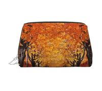 Pathway in The Woods Covered Print Makeup Bag Portable Leather Waterproof Cosmetic Bag Clutch Makeup Brush Bag (6.7x4.3in)