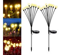 Pathway Lighting, 10LED Solar Firefly Lights, 2Pack Solar Lights Sway by Wind, Waterproof Swaying Solar Lights with 2 Modes, Christmas Decoration for Garden Yard Patio and Pathway - Warm Lights
