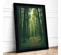 Pathway Through Woods Scandinavian Framed Wall Art Print A1 (84.1×59.4cm) Black, Wall Decor for Living Room, Bedroom, Office & Home, Ready to Hang, Art Gift