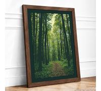 Pathway Through Woods Scandinavian Framed Wall Art Print A2 (59.4×42cm) Walnut, Wall Decor for Living Room, Bedroom, Office & Home, Ready to Hang, Art Gift