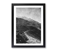 Pathway To The Mountain Painting Modern Framed Wall Art Print, Ready to Hang Picture for Living Room Bedroom Home Office Décor, Black A3 (34 x 46 cm)