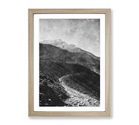 Pathway To The Mountain Painting Modern Framed Wall Art Print, Ready to Hang Picture for Living Room Bedroom Home Office Décor, Oak A3 (34 x 46 cm)