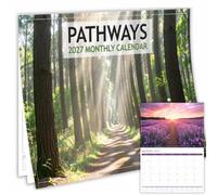 Pathways Nature Calendar 2027 - A4 Wall Calendar - Opens A3 - Scenic Photos | Staple-bound with 150gsm silk paper, UK bank holidays, key dates page, full-year reference and drilled hole for easy hanging