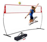 Patiassy 14ft Freestanding Volleyball Practice Net for Indoor or Outdoor Use, Height Adjustable Portable Volleyball Training Set for Backyard Driveway