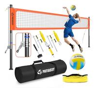 Patiassy Heavy Duty Volleyball Net, Professional Outdoor Set with Height Adjustable Anti-Rust Aluminum Poles, Winch System, Anti-Sag Design, Pump and Portable Carrying Bag for Beach, Backyard