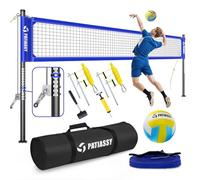 Patiassy - Portable Volleyball Net for Backyard: Professional Outdoor Set with Adjustable Aluminium Poles, Winch System, Steel Poles, Anti-Sag Pump and Carry Bag