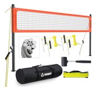 Patiassy Professional Volleyball Net for Backyard Beach Portable Outdoor Volleyball Set with Winch System, 2'' Aluminum Poles, Upgraded Guy Line, Volleyball with Pump and Carry Bag