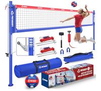 Patiassy Volleyball Net for Outdoor Backyard, Heavy Duty Professional Sand Volley Ball Set with Boundary Lines, Portable 32FT Net with Crank System and Adjustable Height for Beach Play