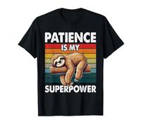 Patience Is My Superpower Sleepy Sloth Lover Napping Retro T-Shirt