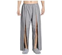 Patient Care Clothes, Men's Tear Away Pants, Post Shoulder Surgery Shirts for Men, Bedridden Patient Clothing Full Open Cotton Pajamas(Grey Pants,L)